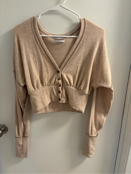 Urban Outfitters Sweaters - Urban Outfitters Sandstone Cropped Button-Up Cardigan